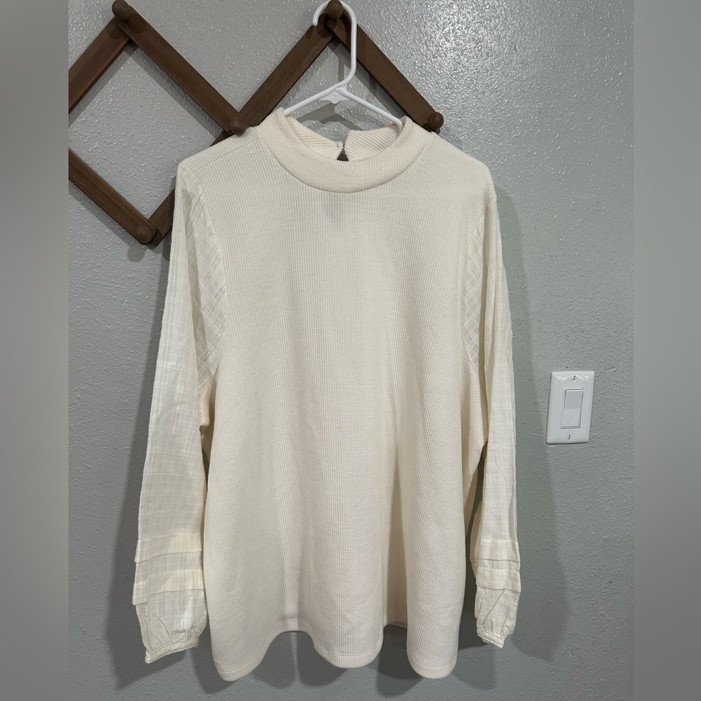NWOT Madewell Weavemix Mockneck Bubble-Sleeve Top Ivory Size2X